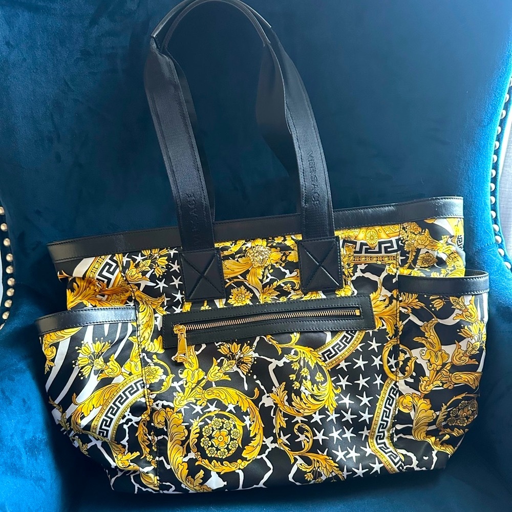 Versace Black and Gold Diaper Bag